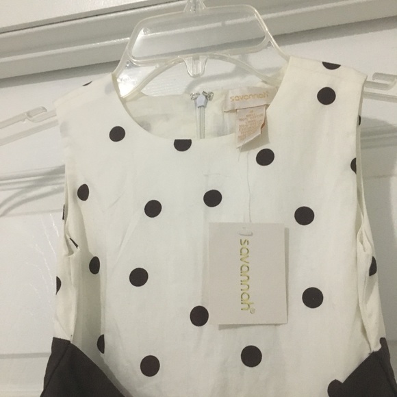 Girls tan and brown polka dot spring dress - Picture 2 of 8